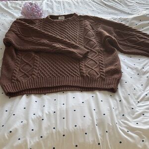 Sunday Best Rich Brown Cable Knit Sweater. Sz L